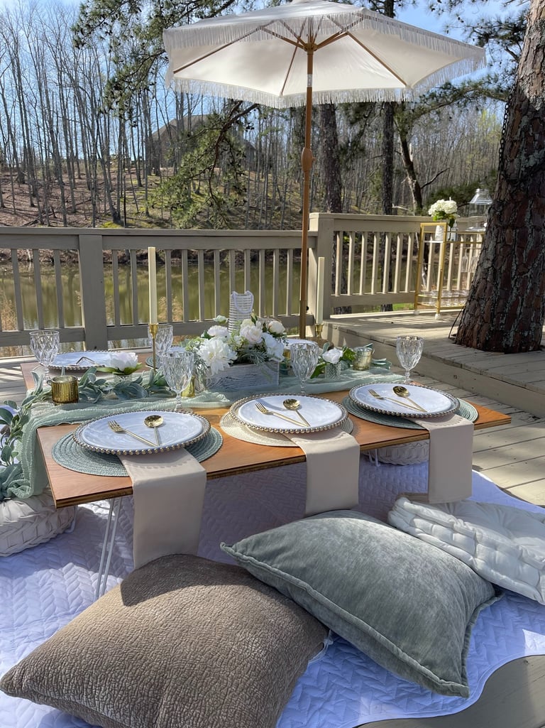 Date night, gathering with friends, mothers day, luxury picnic elegant celebration Gathered Grace 