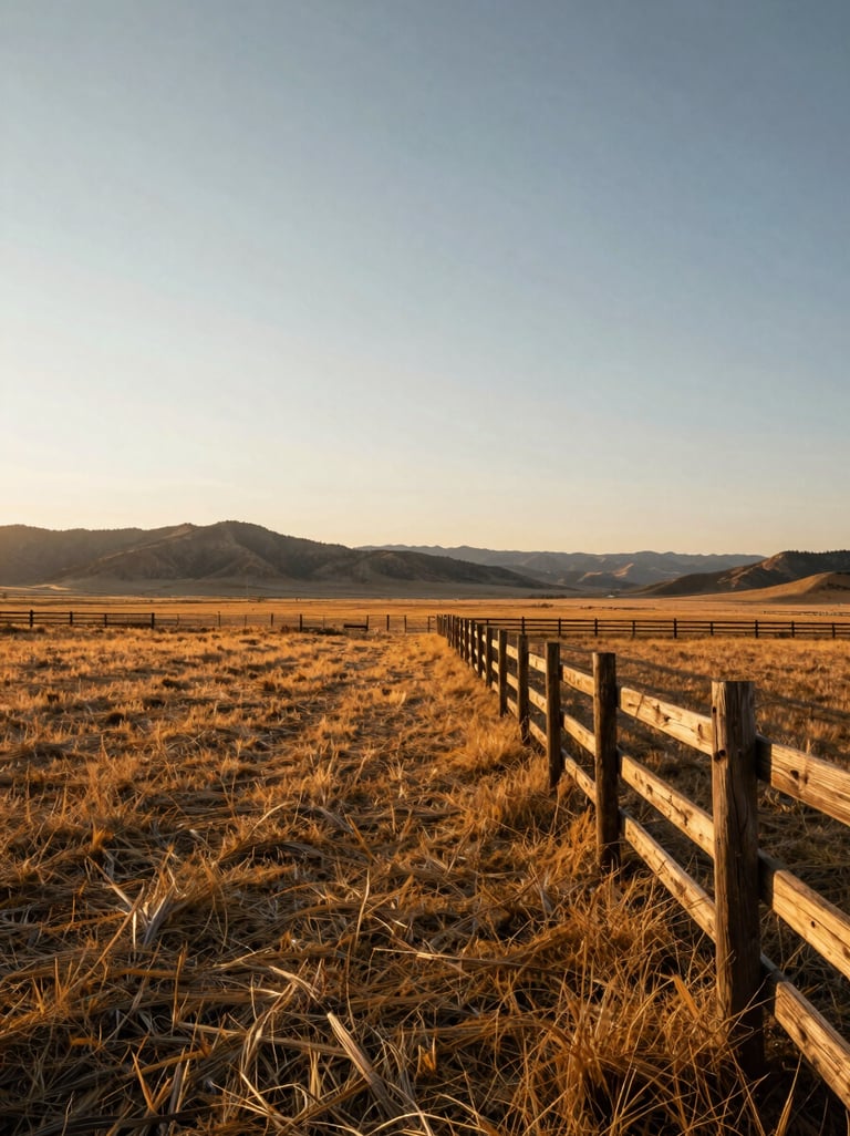 View of a fenced hay pasture in Northern Utah