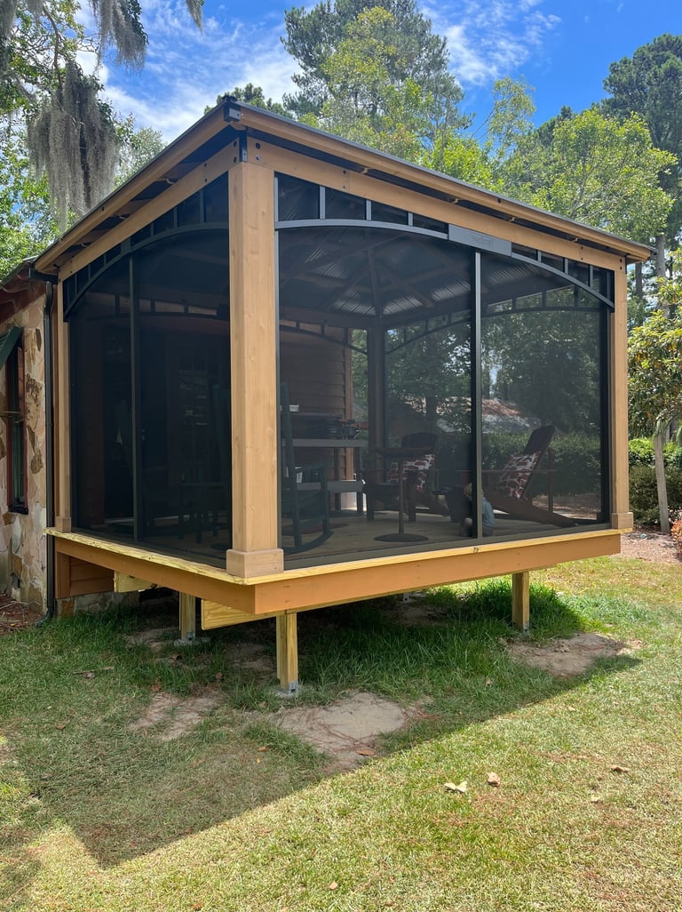 Custom screened gazebo for outdoor living with durable screens, providing insect protection and a re