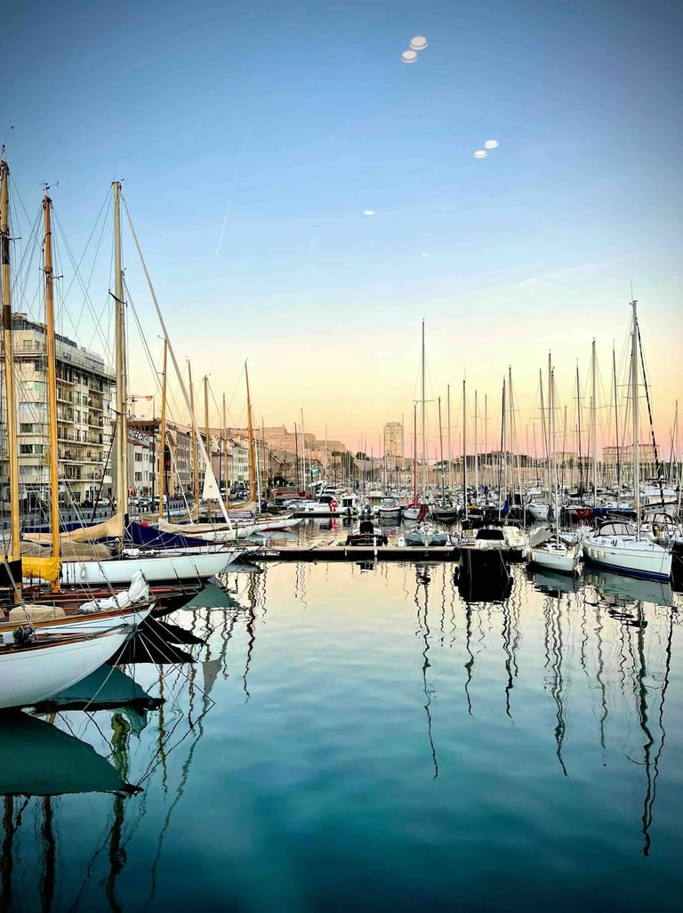 vieux port Marseille mer couché de soleil vacances
