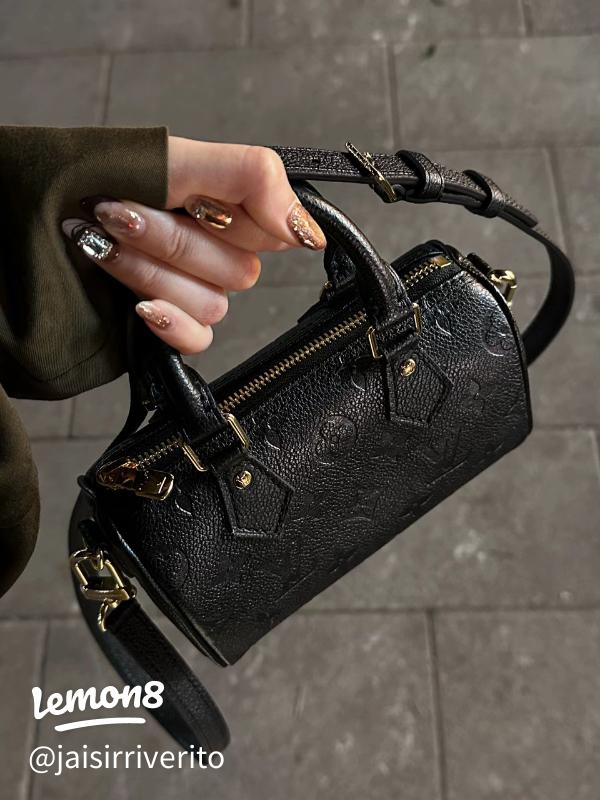 Luis Vuitton Black Nano Monograp Speedy Gold Hardware