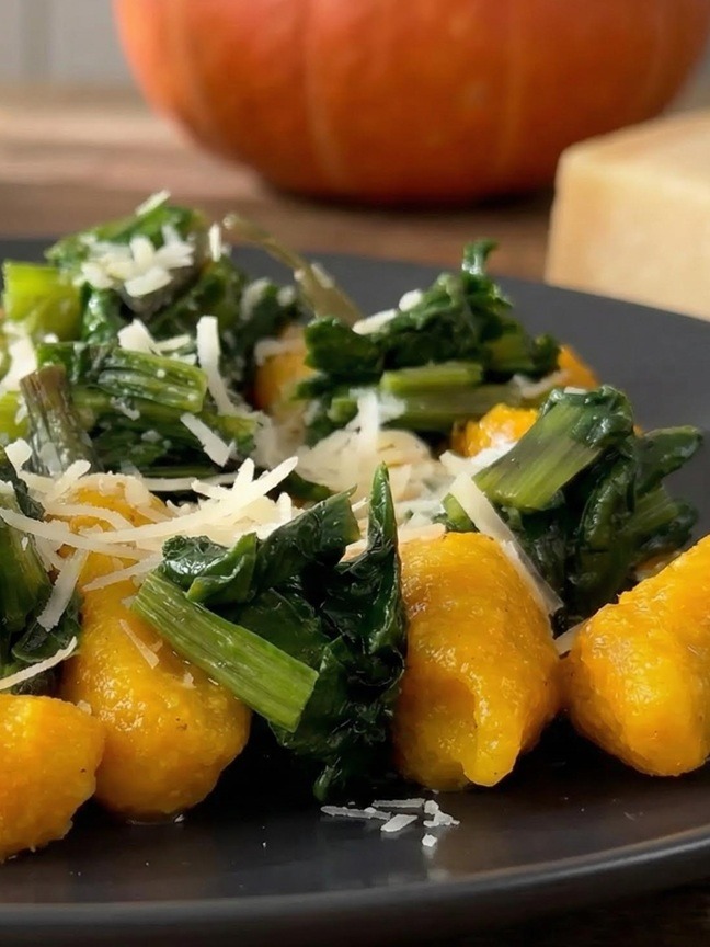 Vegetarian pumpkin gnocchi made at home
