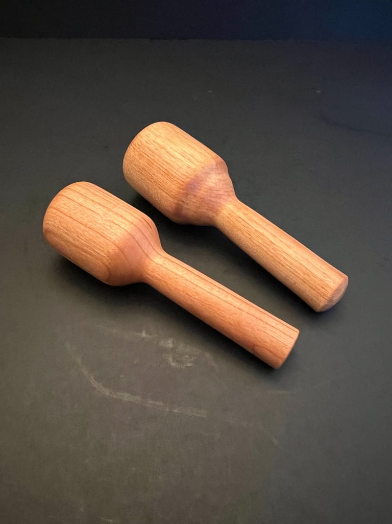 Yellow Birch & Cherry baby rattles - special order