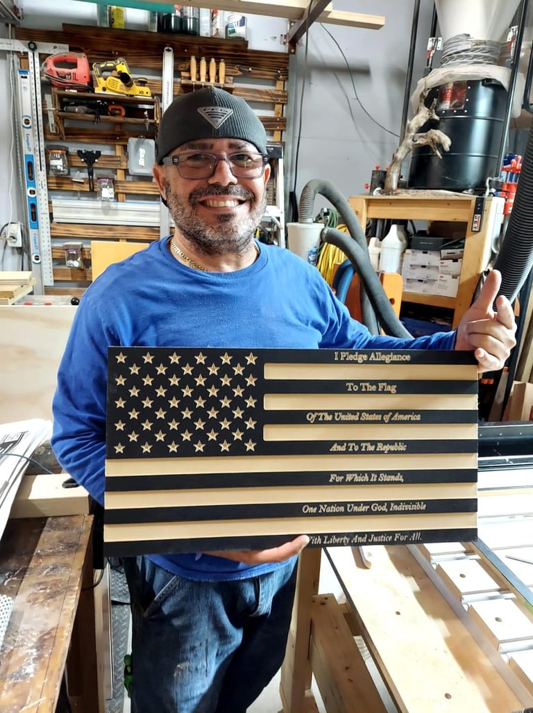 Carbide create 3D CNC. American Flag - Wooden - USA - CNC - Engraved