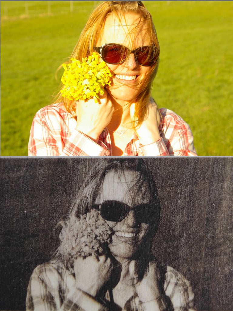 Photo gravée sur du bois