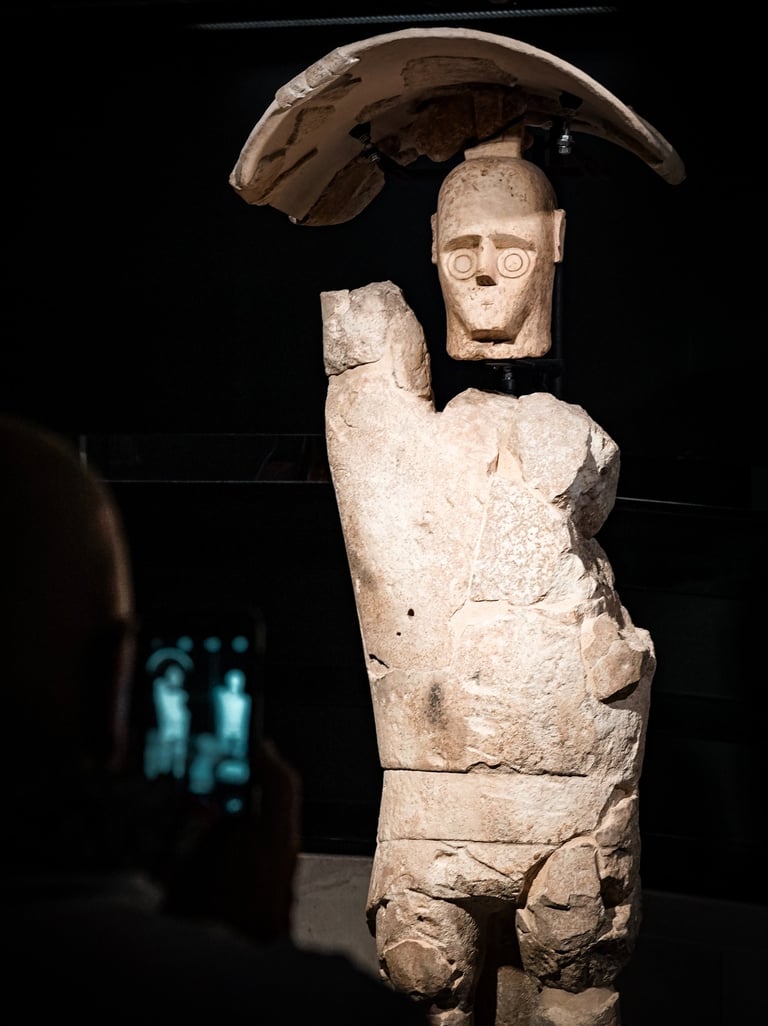 Mont’e Prama statue of boxer on display at Cagliari Museum, Sardinia