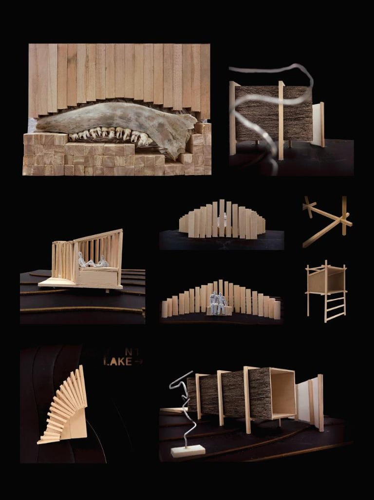 A compilation of wood scale models