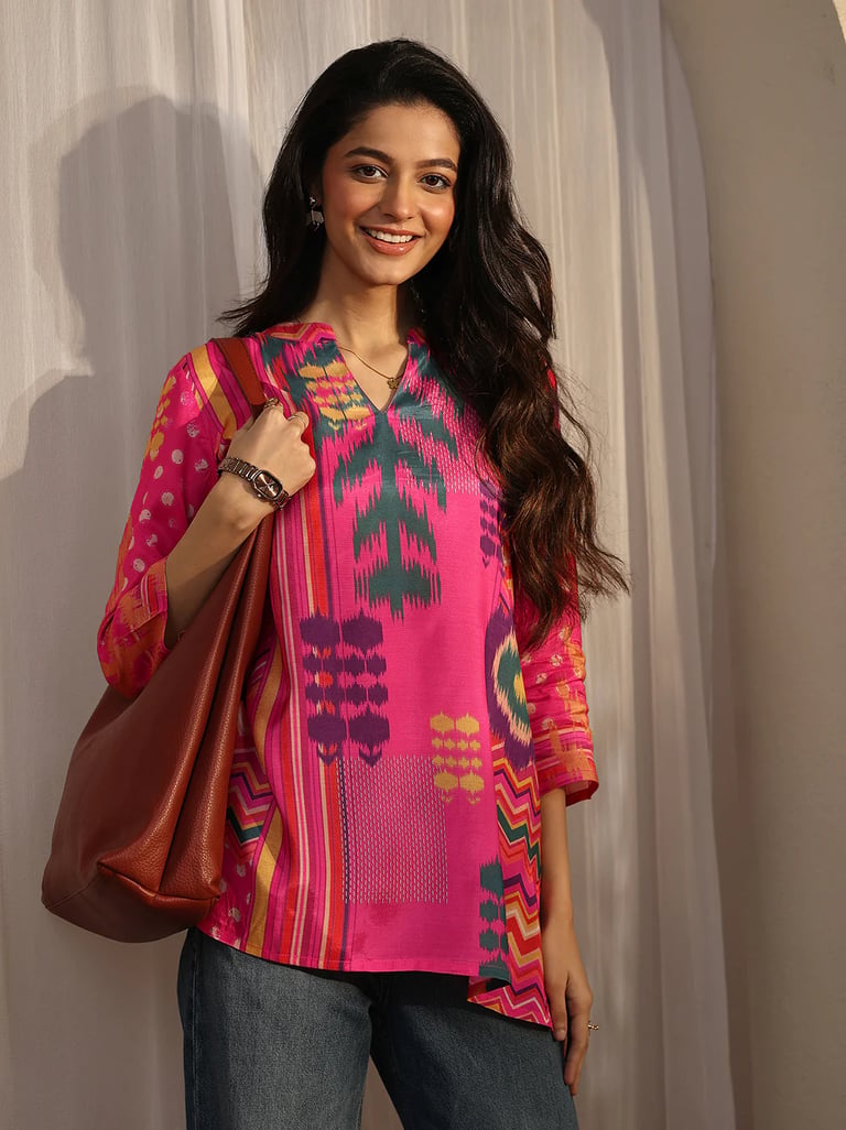 pink straight short kurtis tryshopy