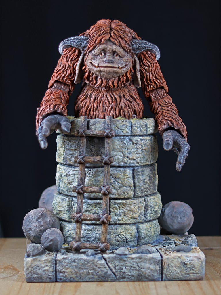 Hand-painted fantasy creature sculpture cast in resin, showing completed mould making and sculptural finishing