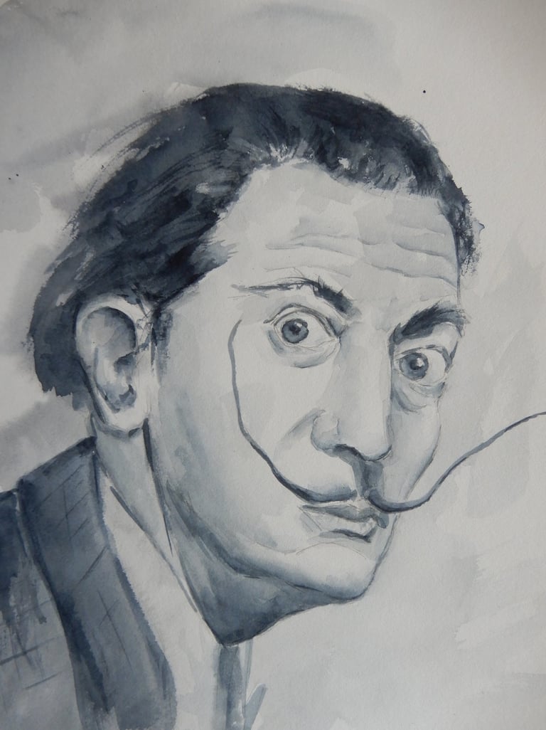 Salvator Dali, aquarelle sur papier 100% coton, Sébastien Schoch