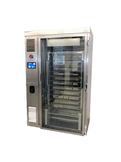 Industrial stainless steel thawing cabinet with glass door and digital control panel