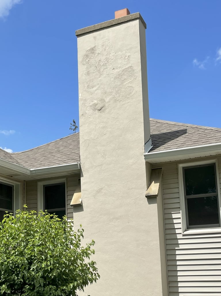 chimney prior to repair in Lake Como, Wisconsin