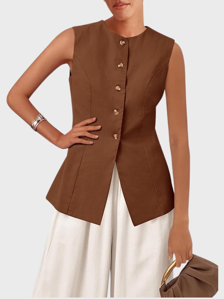 KIRUNDO Blazer Vest for Women Trendy 2025 Dressy Business Casual Summer Button Down Sleeveless Work