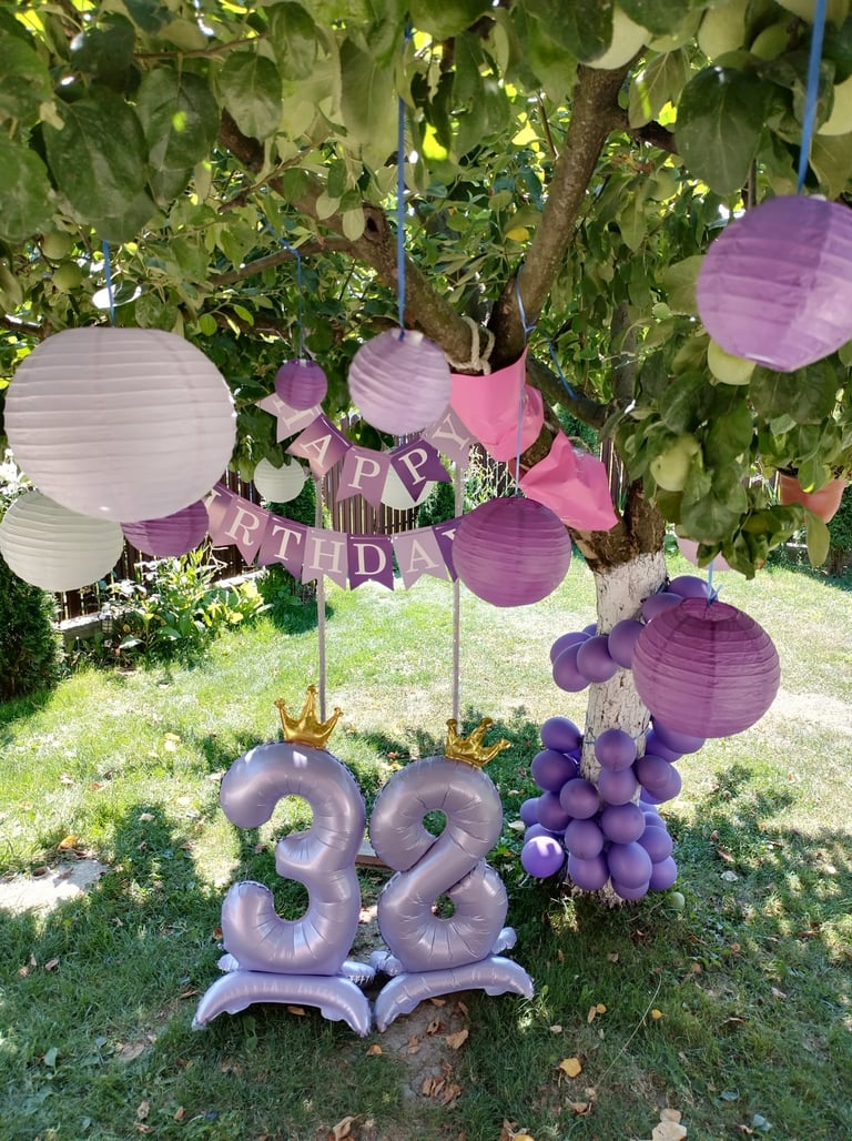 purple theme amazon birthday decorations