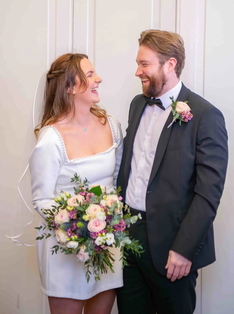 wedding couple waiting to get married at Islington Town Hall