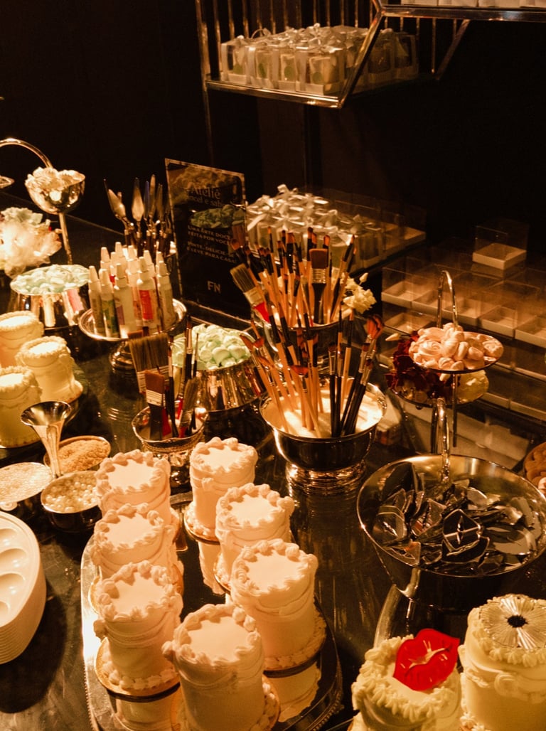 Elegant wedding cake and dessert table Gold Coast