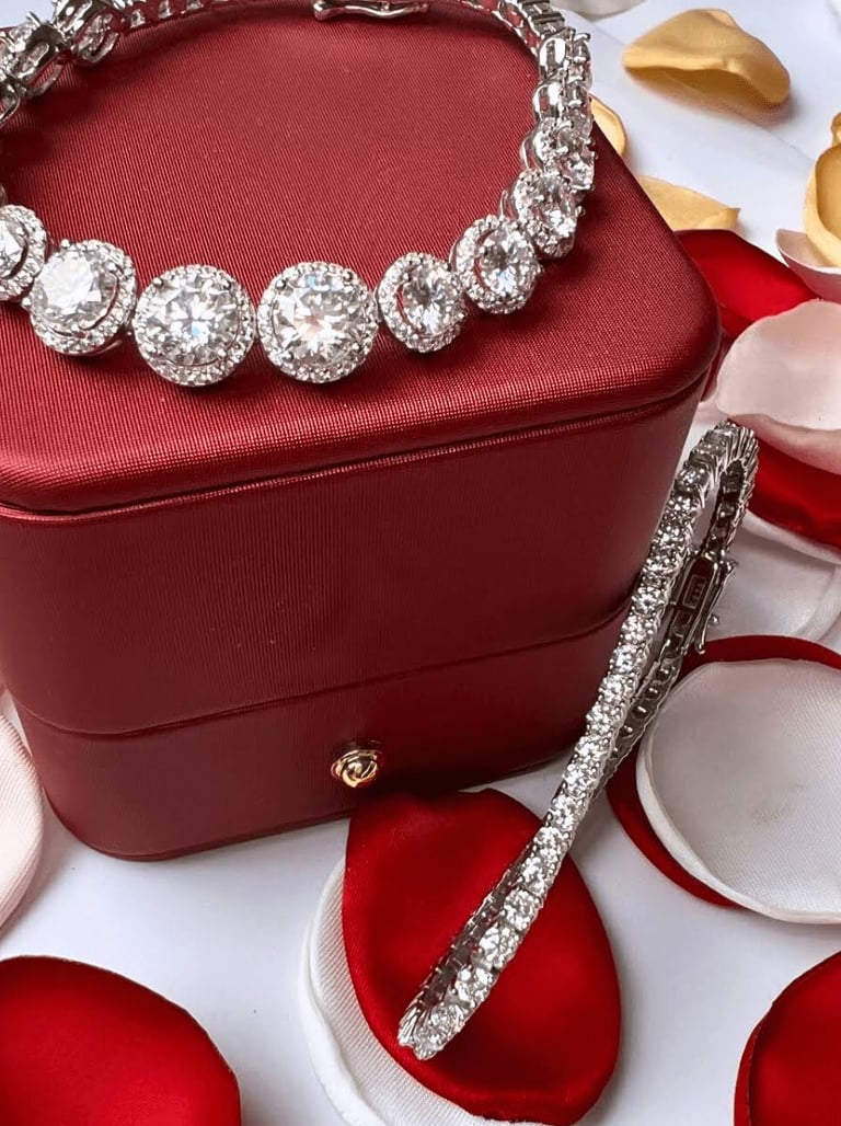 diamond necklace bracelet & earrings jewelry set