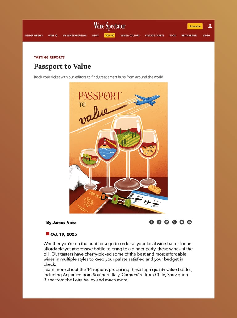 a website page with an illustration with wine glasses containing different landscapes inside