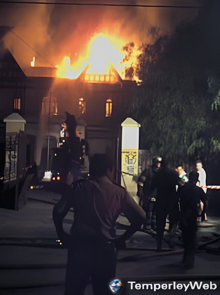 Incendio de la Mansión Sansinena Temperley y bomberos trabajando | Foto: Rolando Ríos