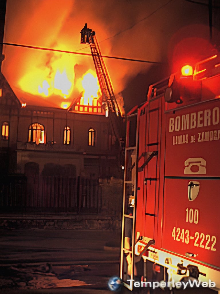 Incendio de la Mansión Sansinena Temperley y bomberos trabajando | Foto: Rolando Ríos