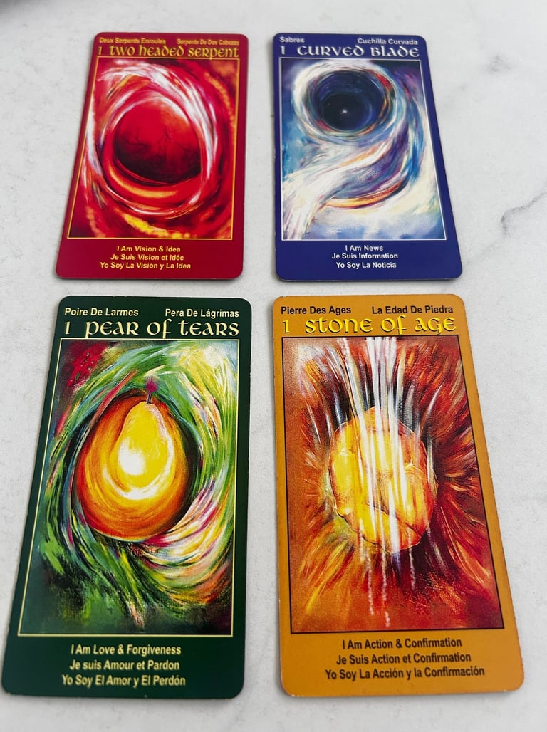 Minor Arcana tarot cards 4 suits of colors from the I Am One tarot deck