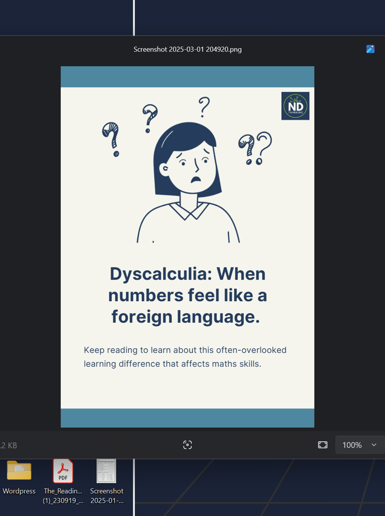 a person with a sign that says dyscalculia on the front page of a leaflet