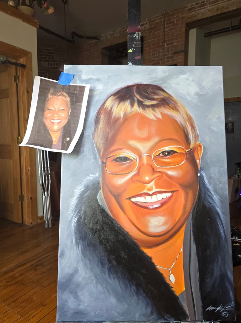 Portrait painted to celebrate the former CEO of a company.