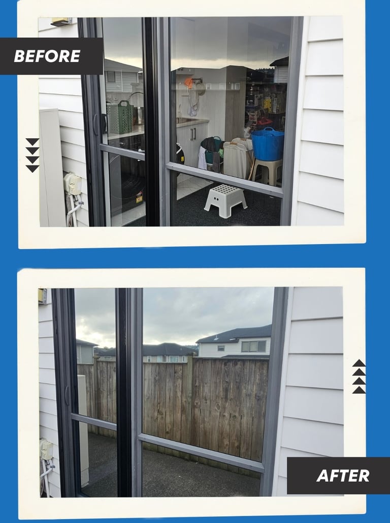 Privacy reflective window film before and after image