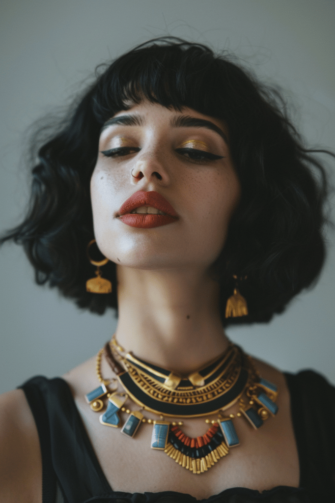 Choker Necklaces Idea. Egyptian Revival Gold Tone Necklace