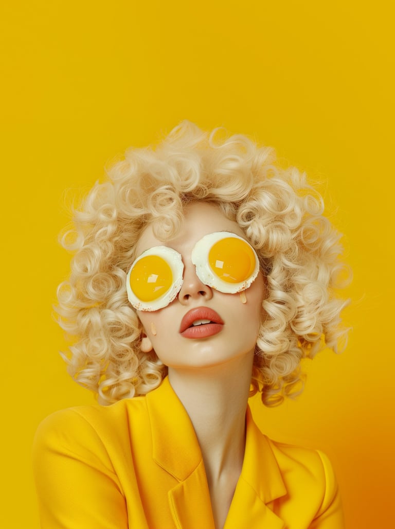 fashion portrait, ai art, ki, yellow photography, collage, wallart