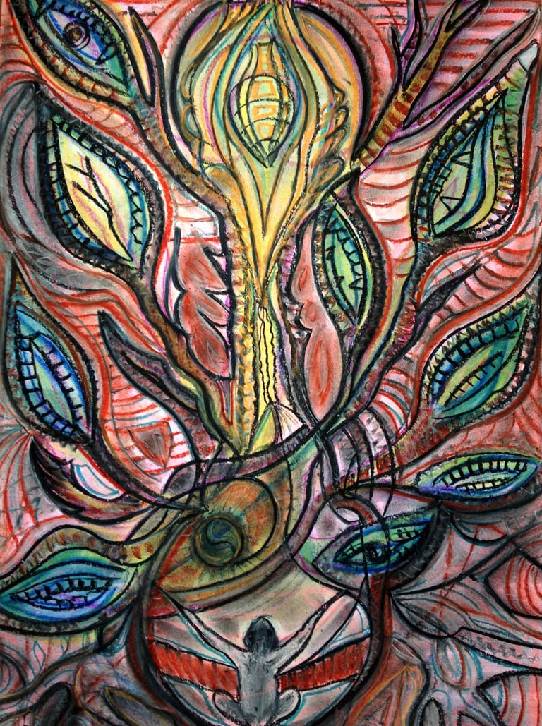 "Corn Flower 2" Pastel Drawing by Kristina Lee, 2015