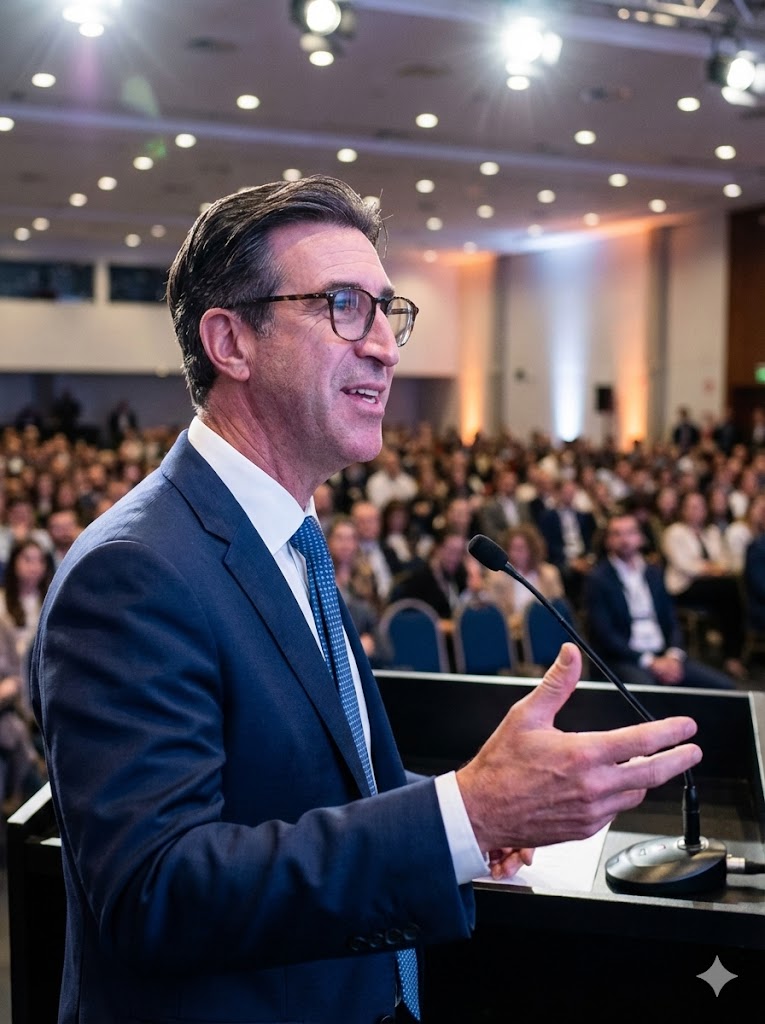 Delivering a change management speech to sales people