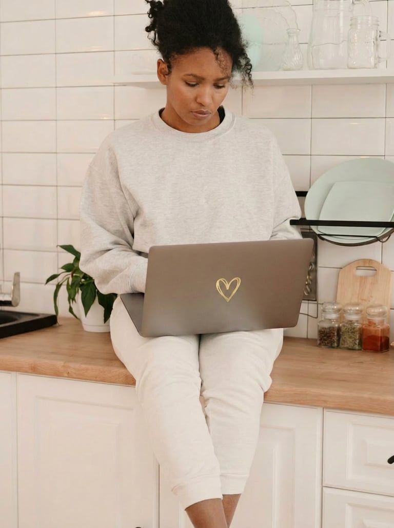 femme assise dans la cuisine