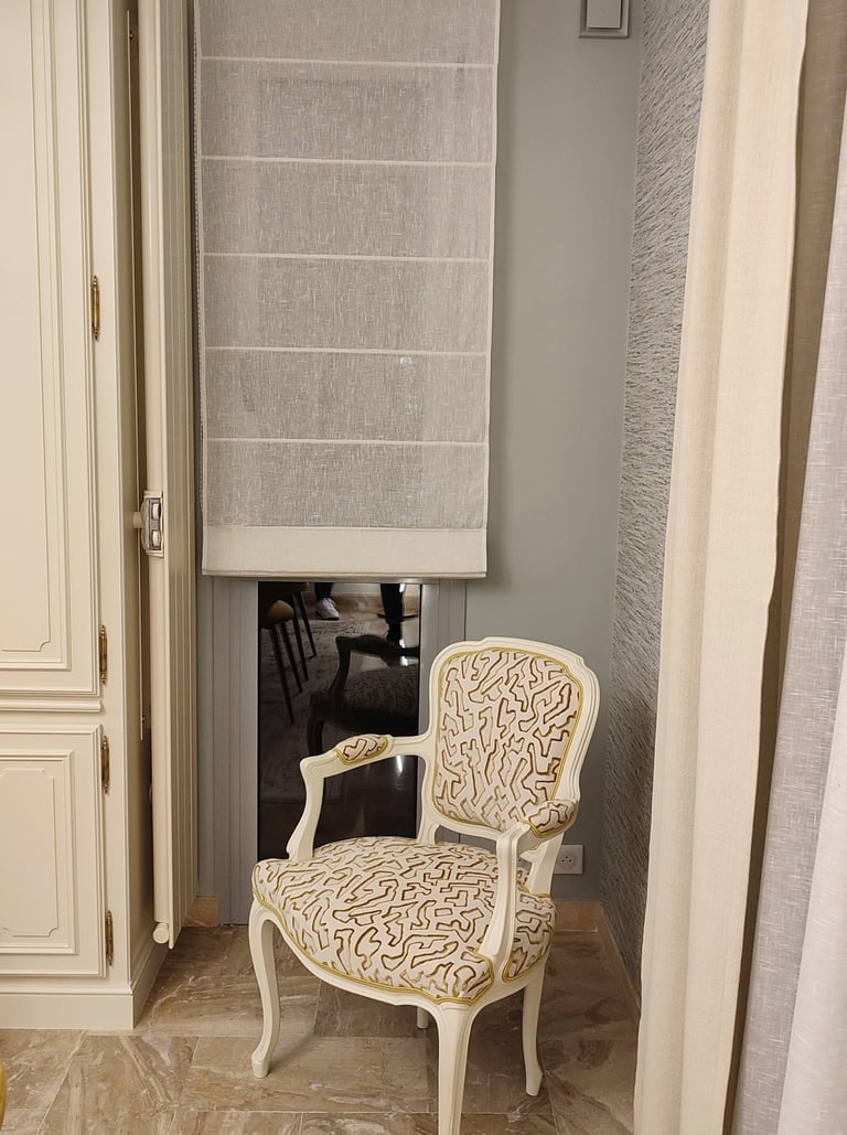 Refection Cabriolet Louis XV confection store bateau Kosy Atelier Tapissier Tissus Camengo et Ado