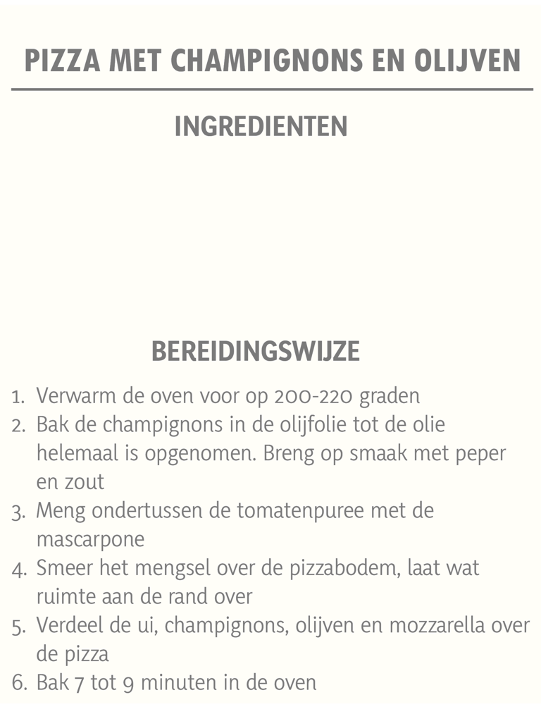 Keto pizza champignons en olijven