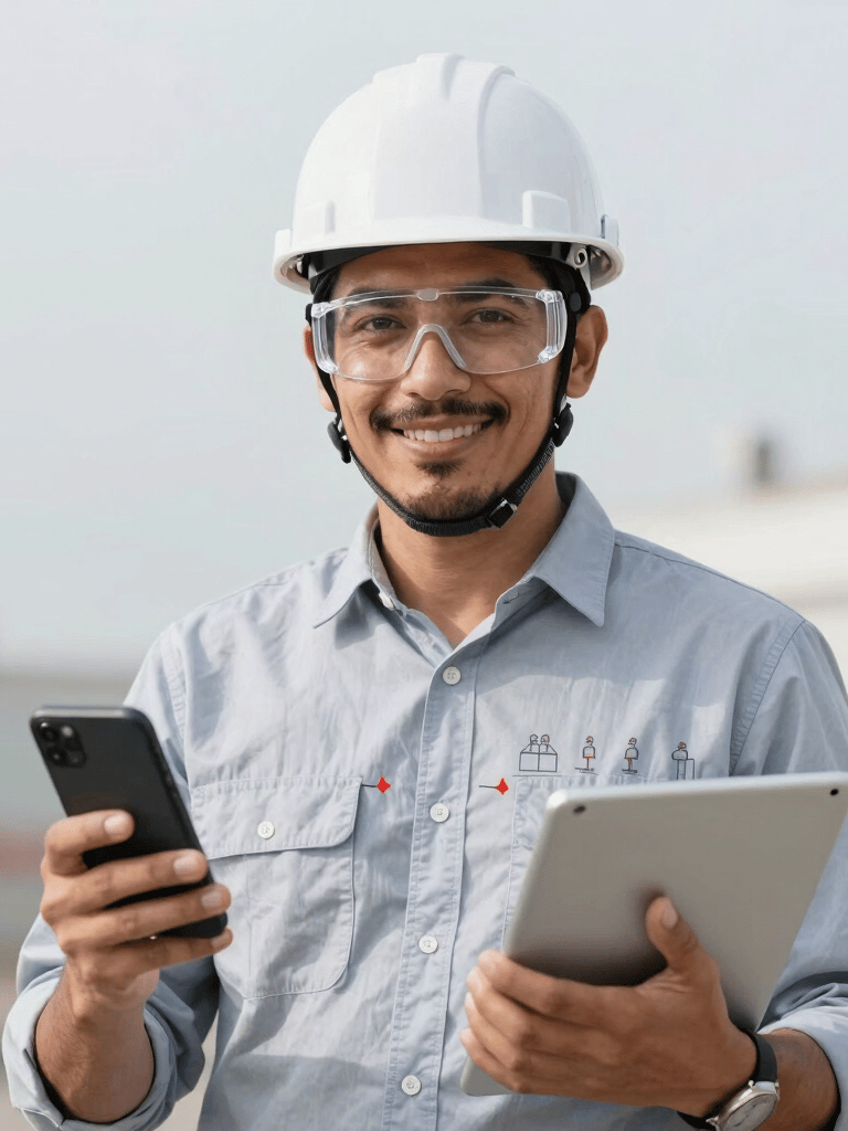A professional technician inspecting fire protection systems in an industrial setting.