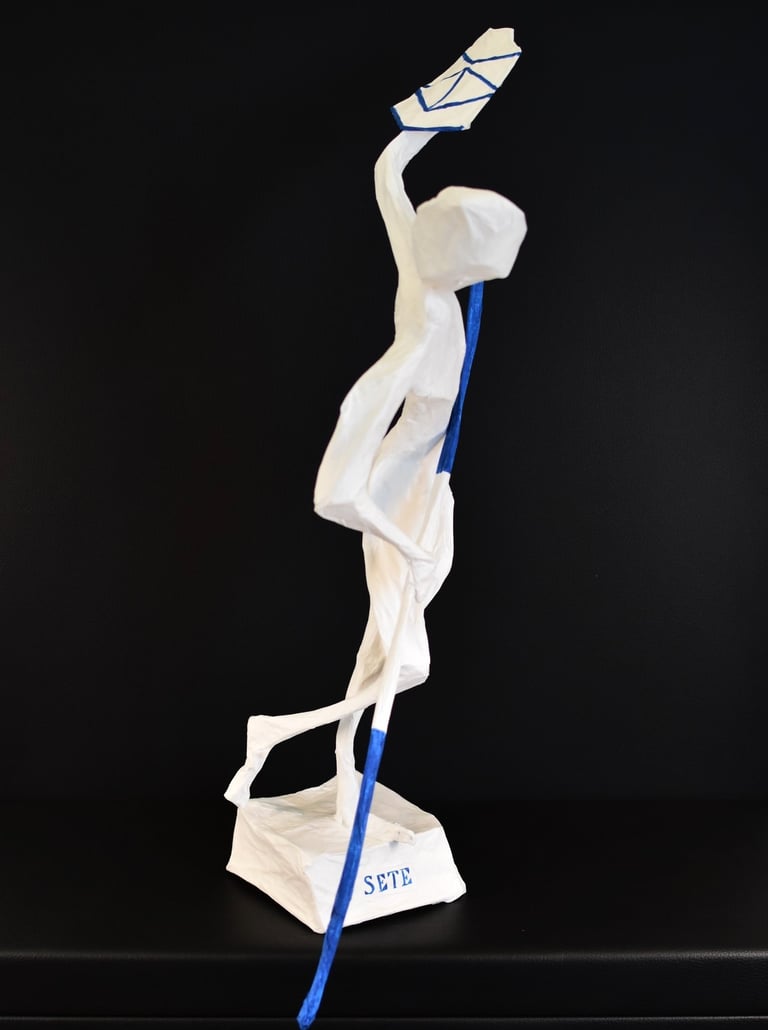 jouteur sculpture papier Sète France