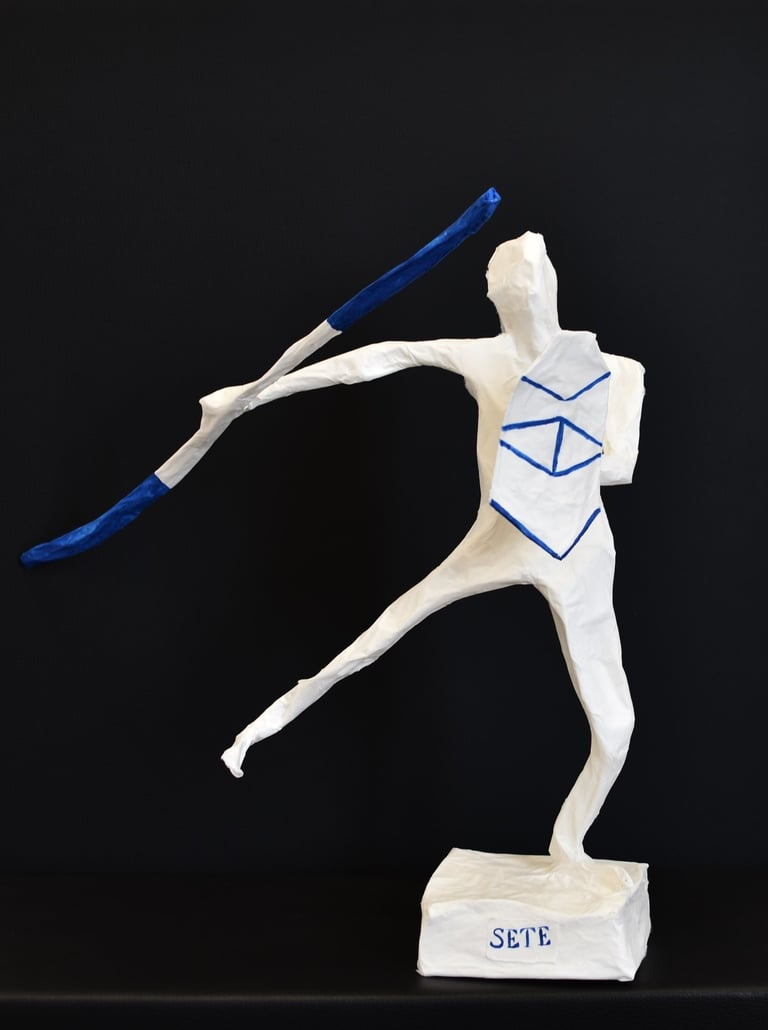 sculpture jouteur papier Sète