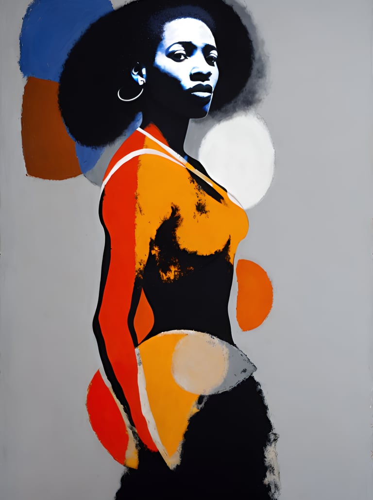 a painting of a woman with a large afro - american hair