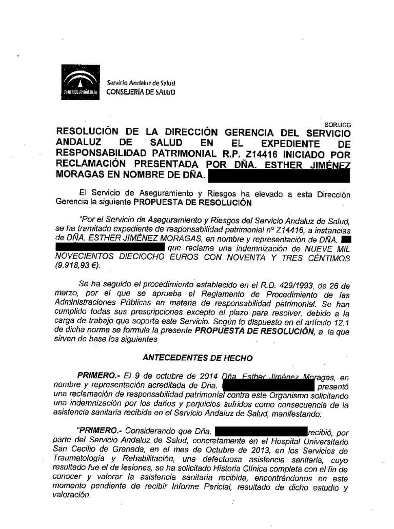 Negligencia médica en tratamiento de rehabilitación -fisioterapia