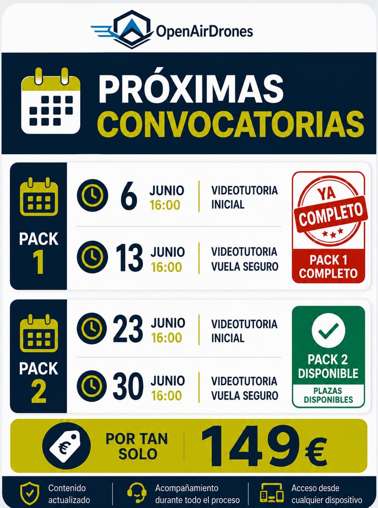 Imagen del Pack Piloto UAS + Vuela Seguro de OpenAirDrones, una formación para obtener la titulación
