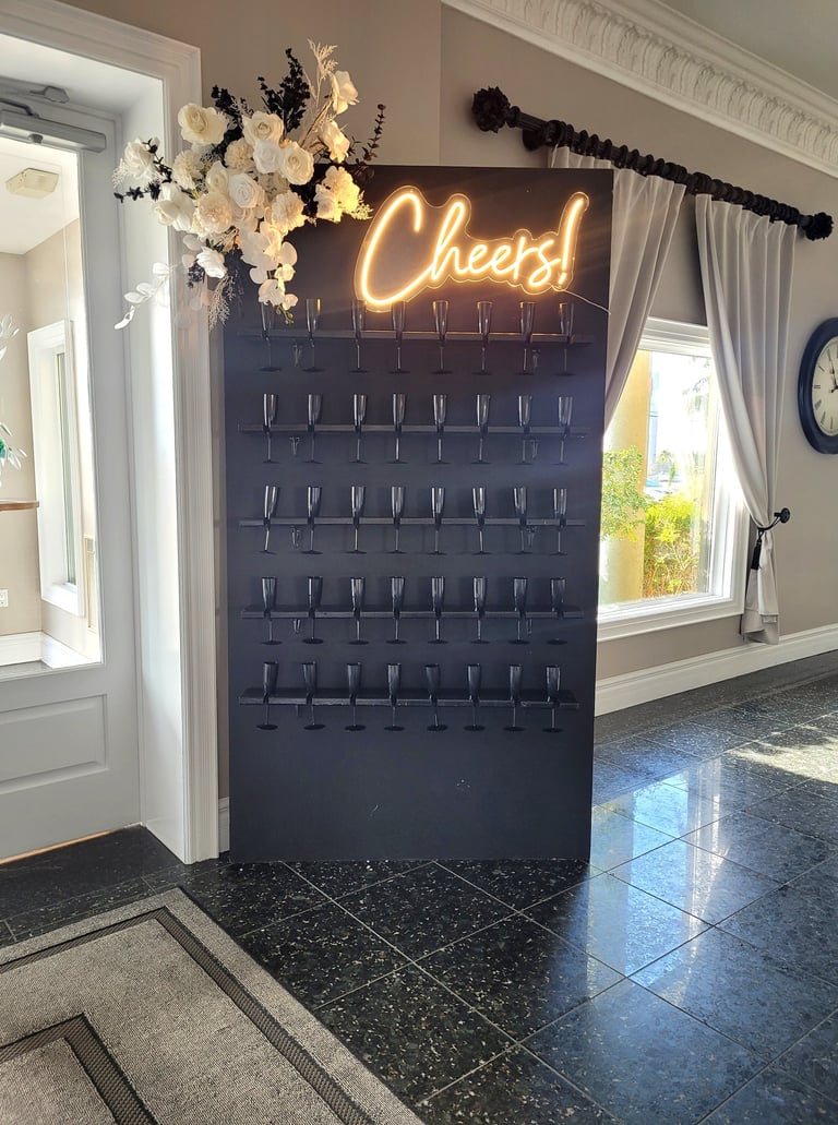 Champagne wall display by Decors4U Event Rentals Toronto
