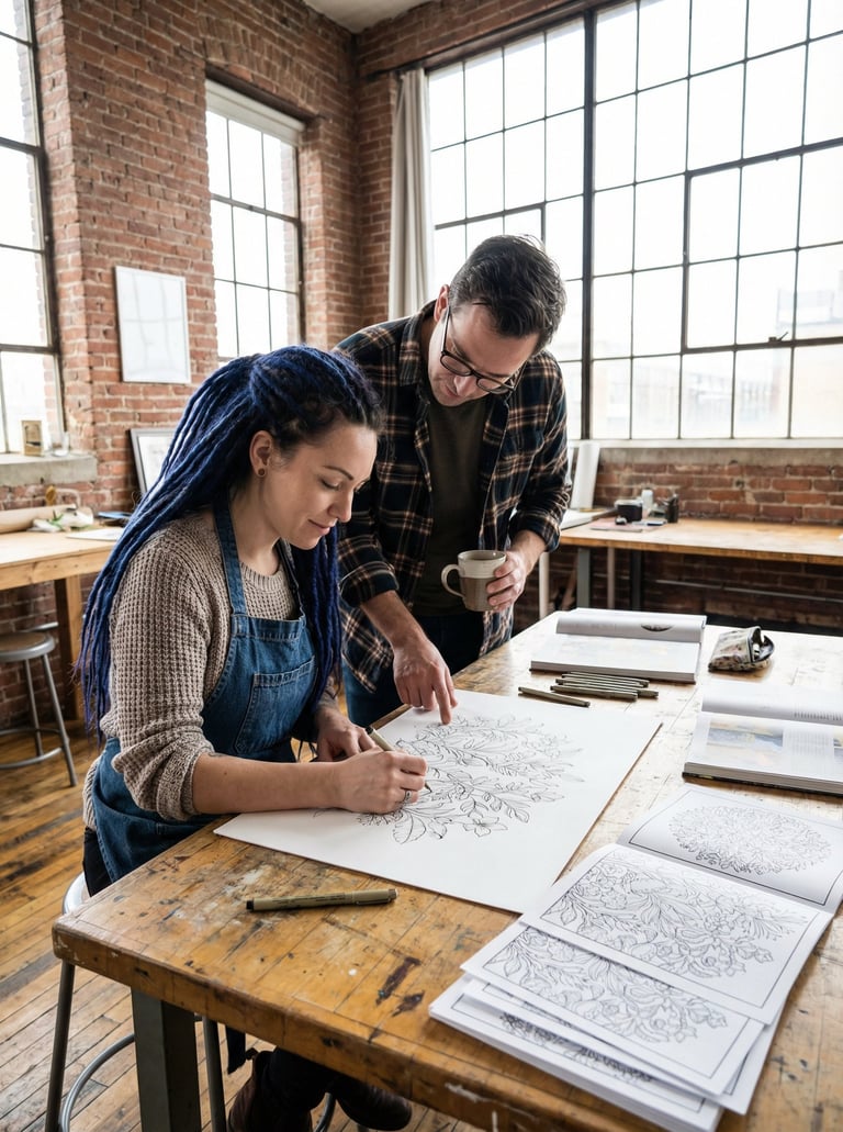 a man and woman are working on a project