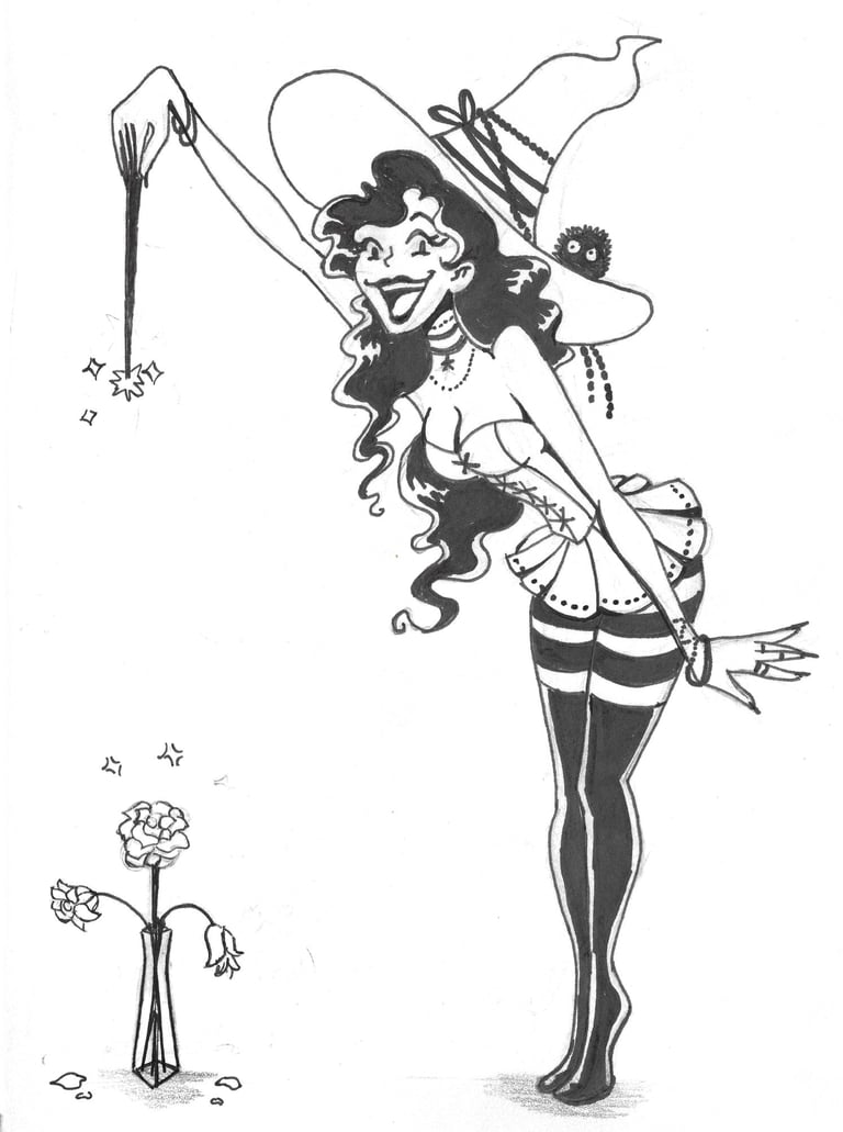 a cartoon witch in classical cartoon style