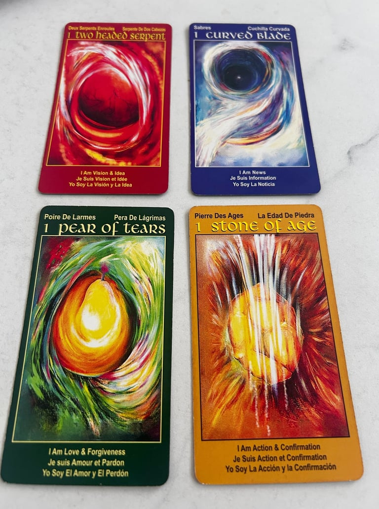 Minor Arcana tarot cards 4 suits of colors from the I Am One tarot deck