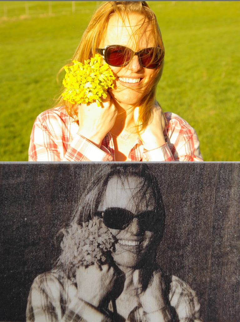 Photo gravée sur du bois