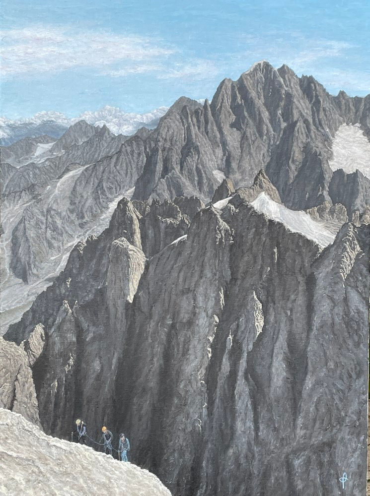 Tableau peinture à l'huile - Océan minéral (Chamonix, massif du Mont-Blanc)