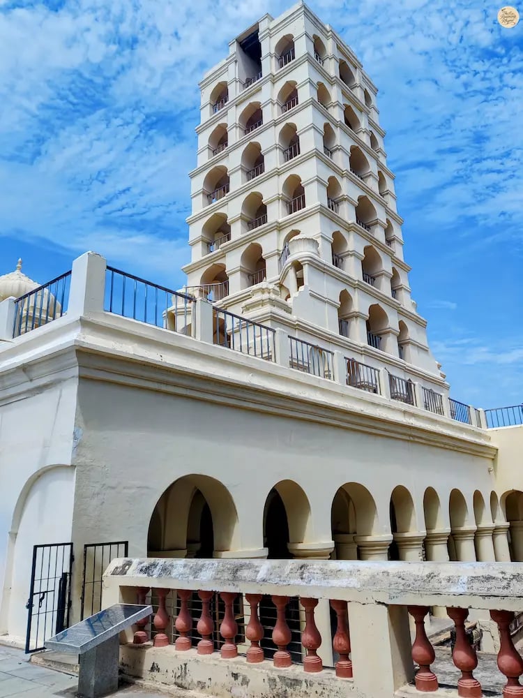 Historic bell tower at Thanjavur Palace complex in Tamil Nadu