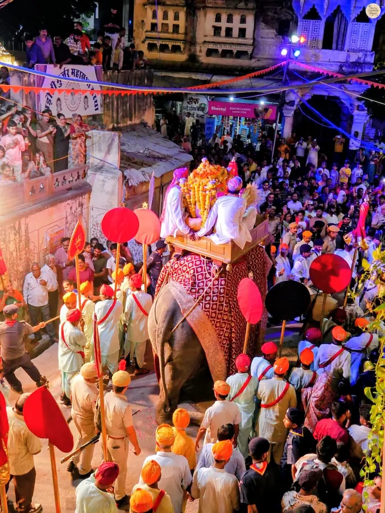 Laxmi Narayan Shobhayatra at Kota Dussehra Mela with Lord Lakshminath on an elephant.