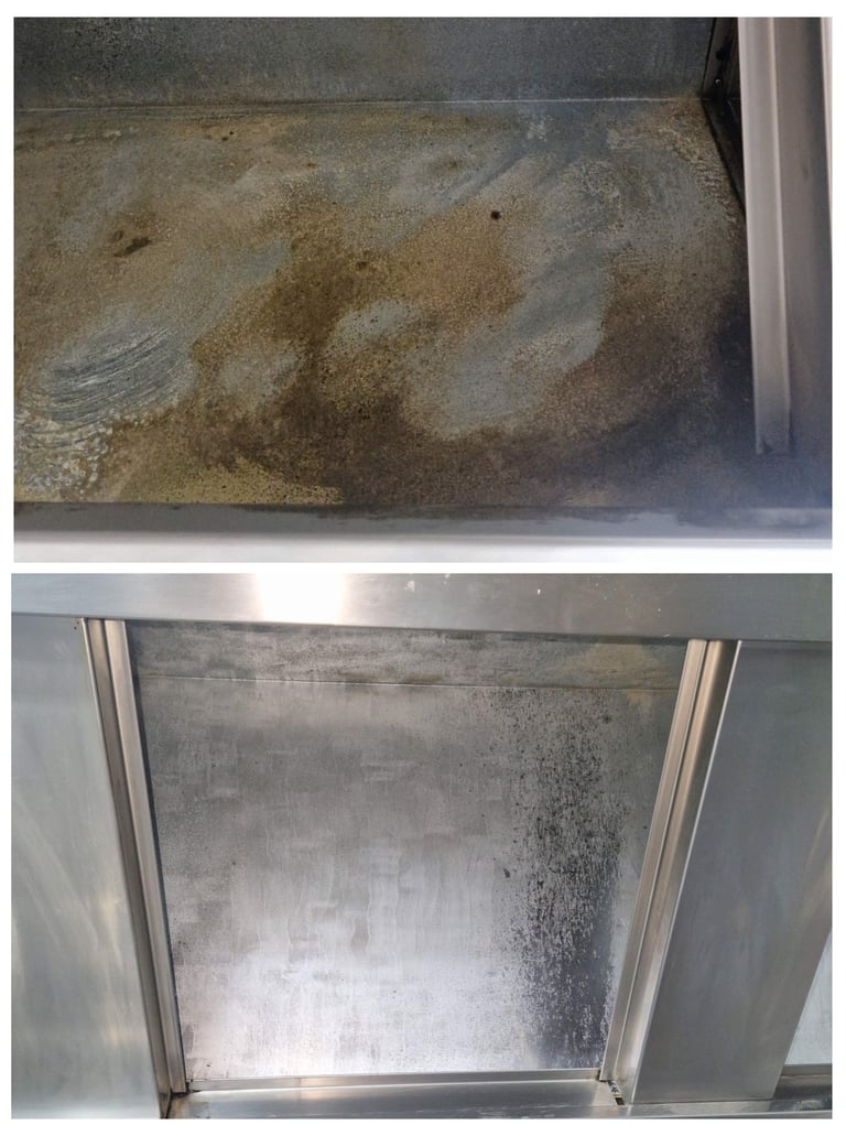 limpeza laser campana de acero inoxidable de aceite y contaminantes